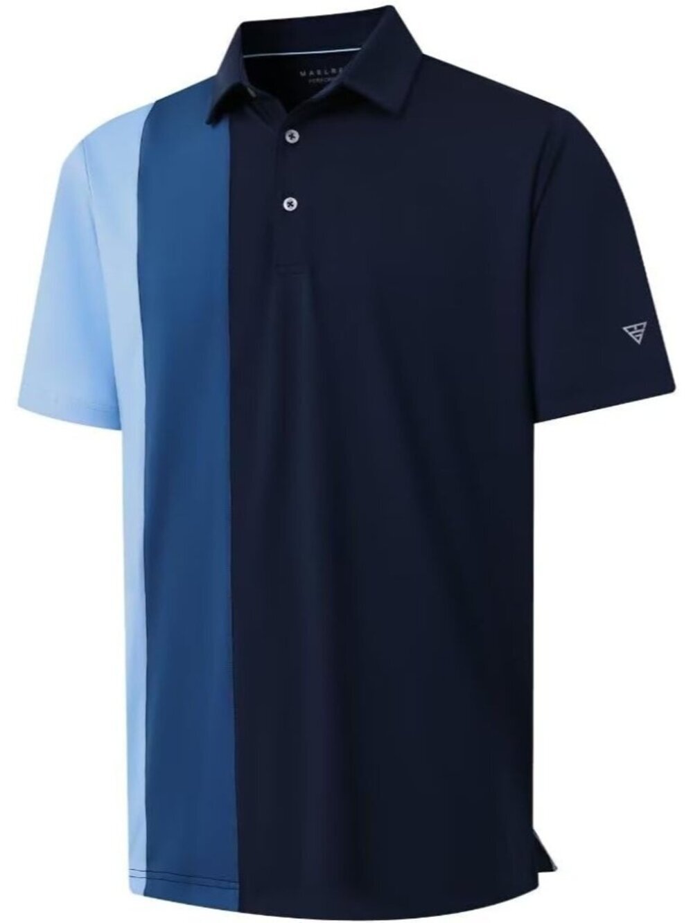 Mens Navy Golf Polo Shirt Dry Fit Short Sleeve Color Block Wick Tee